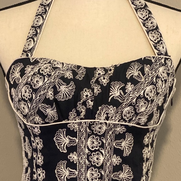 Y2K Nanette Lepore Embroidered Sundress Navy & White in size 6 - Picture 2 of 10